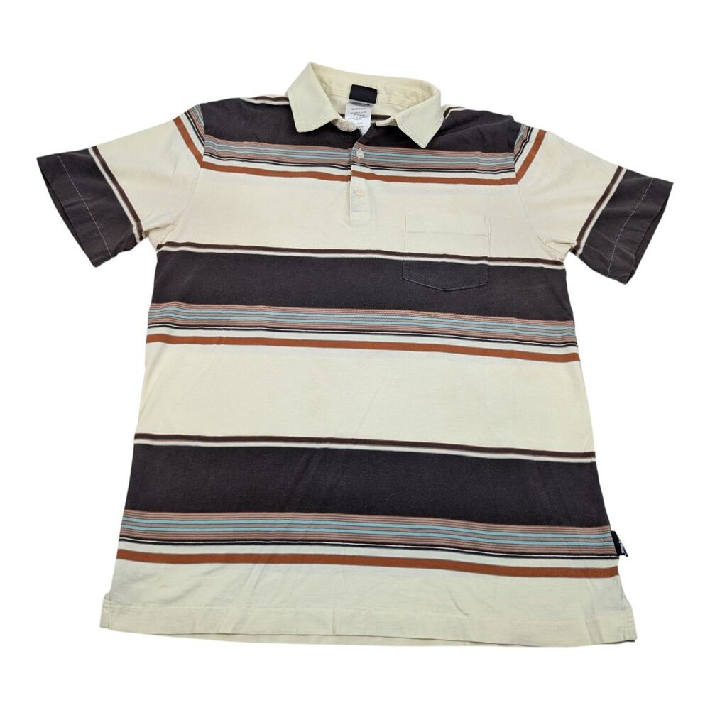 PATAGONIA Cream Brown‎ Organic Cotton Short Sleeve Polo Shirt Size Small